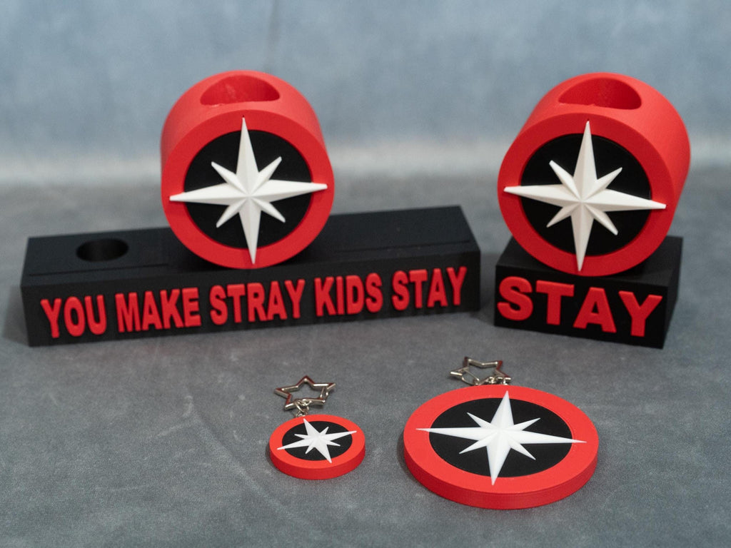 Stray Kids Logo Mini Keychain | Red & Black K-Pop Charm with Star Clip