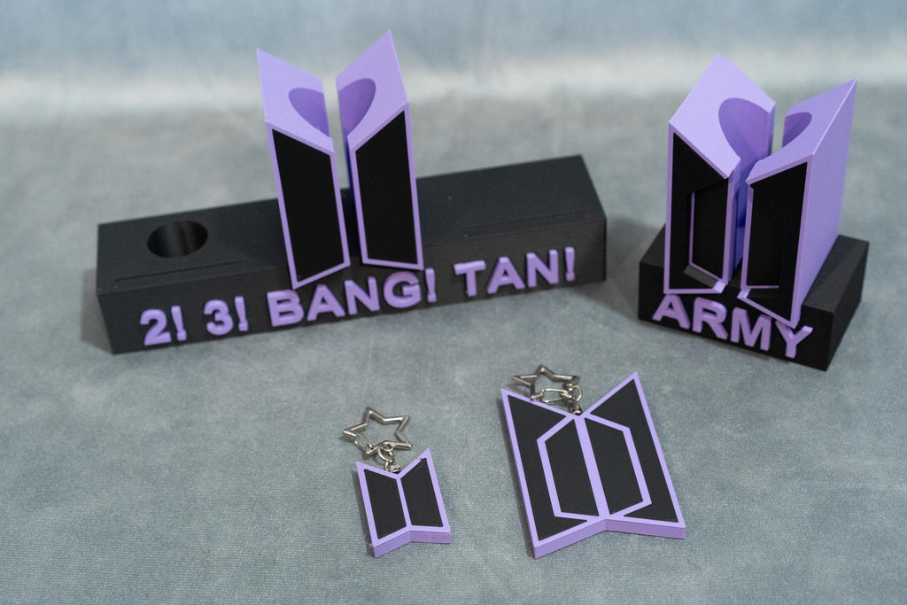 ARMY Logo Large Keychain | Purple K-Pop Charm with Star Clip