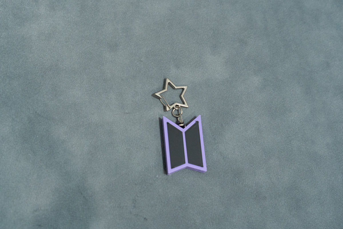 ARMY Mini Keychain | Purple K-Pop Charm with Star Clip