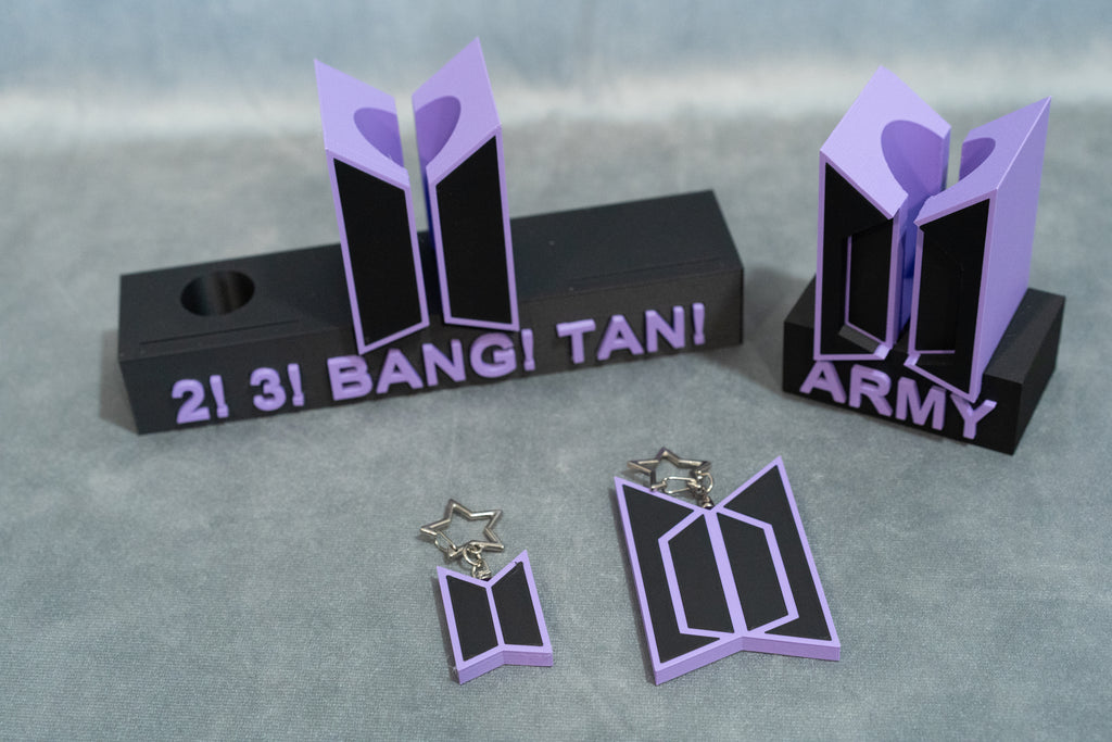 ARMY Mini Keychain | Purple K-Pop Charm with Star Clip